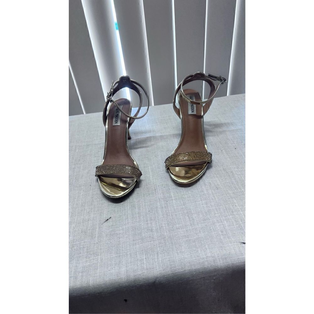 Steve Madden Women's Rielle Fabric Coated Stiletto Heels Gold Size 7.5M